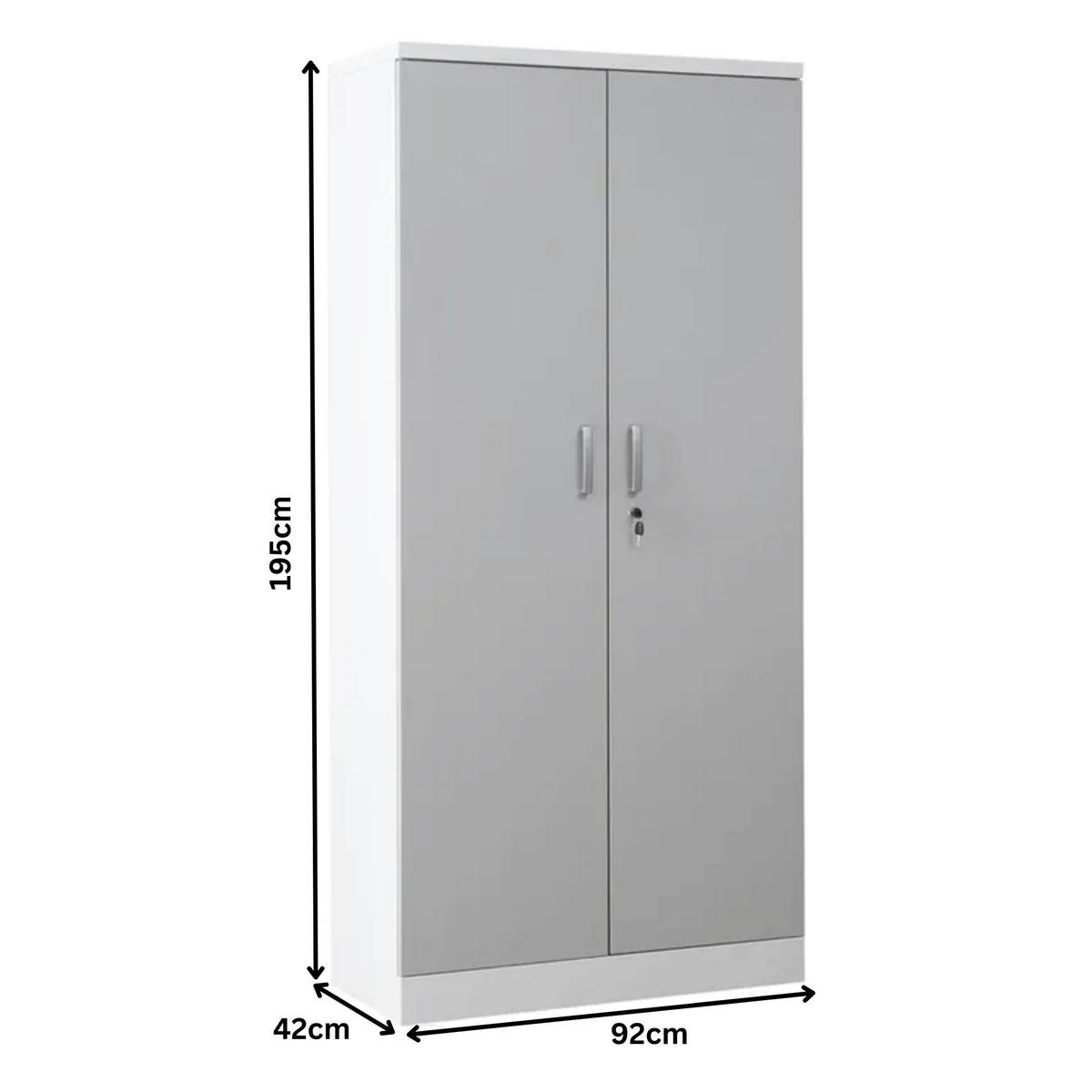 AKTENSCHRANK Beetle 4 Fachböden 195x92x42 cm Weiß & Grau - Grau, Metall (92/195/42cm)