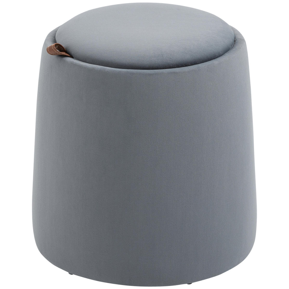 HOCKER DE-07234 mit Samtoptik, Stauraum und Wendedeckel Grau - Grau, Holz/Textil (44/47.5/44cm) - ComfortXL