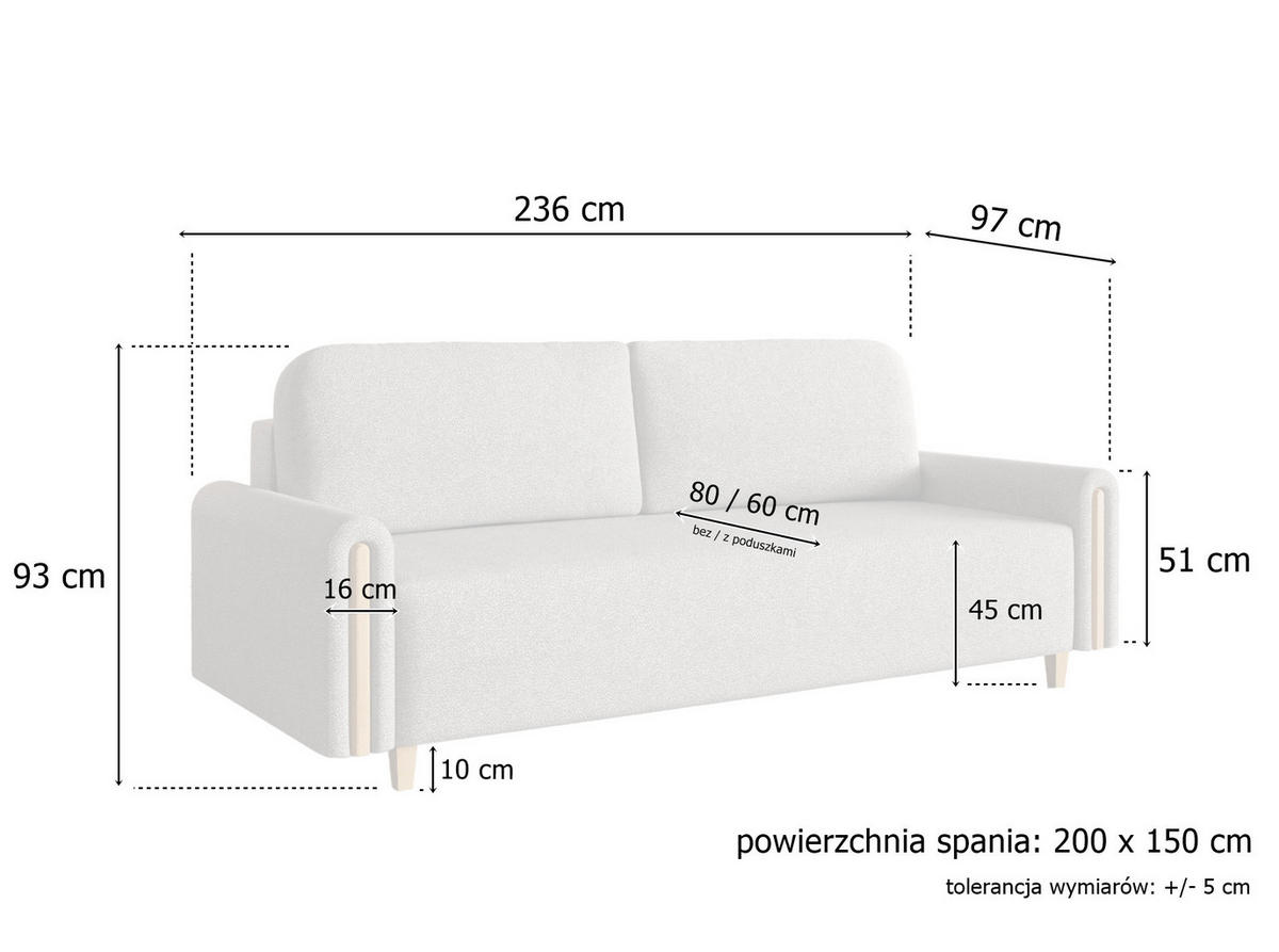 SOFA Hellbeige Modern Mit Schlaffunktion Buche - Beige, Textil (236/93/97cm) - Sepro Meble