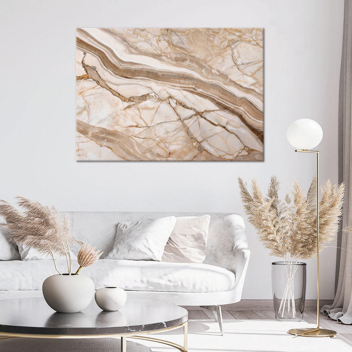 LEINWANDBILD Braun Beige Marmor Zusammenfassung 120x80cm - Beige, Textil (120/80cm) - Feeby