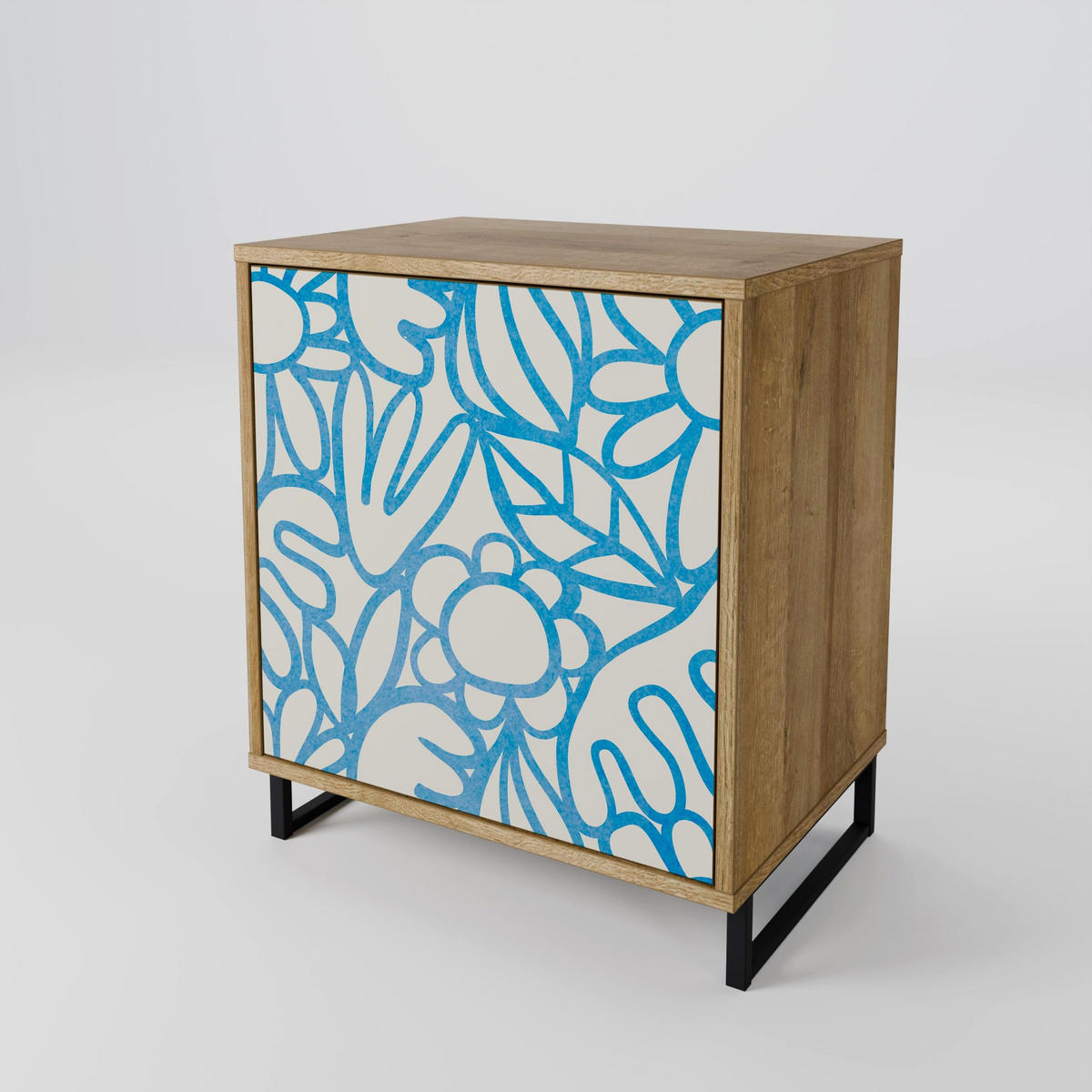 SIDEBOARD BLOOMY MORNING, Eichefarben, 57,5x42x77,5 cm, Schräge Buchenholzfüße - Eichefarben/Buchefarben, Holzwerkstoff/Buchenholz (57.5/77.5/42cm) - SpaceRebels