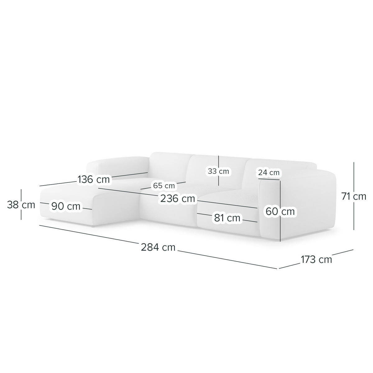 3-SITZER ECKSOFA mit Longchair - Dunkelbraun/Schwarz, Leder/Kunststoff (284/173cm) - home24