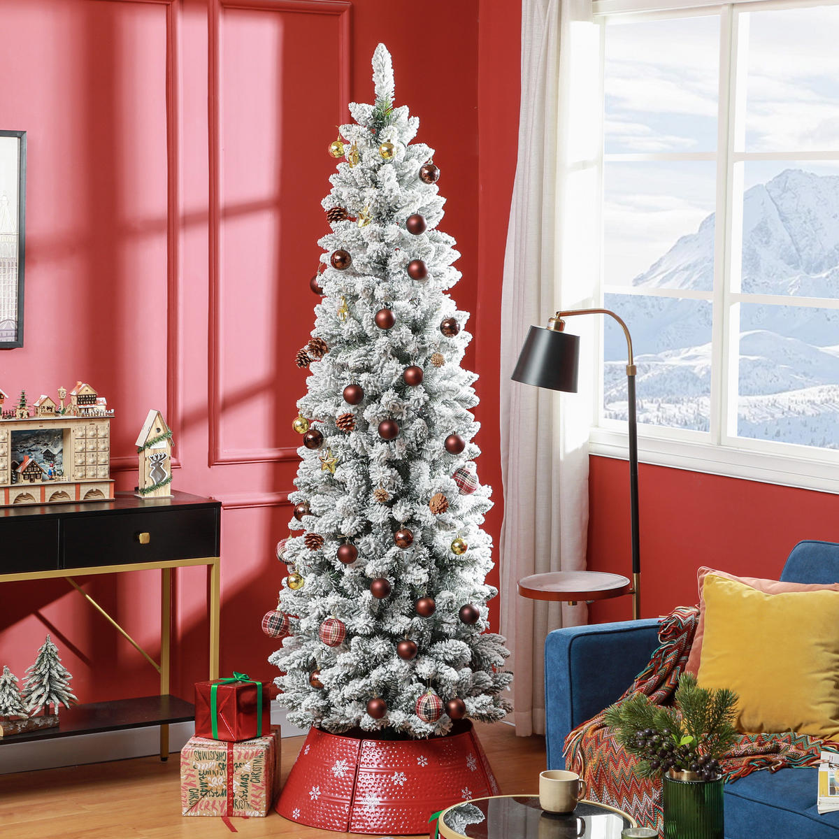 KÜNSTLICHER Weihnachtsbaum, 210 cm Christbaum mit 687 Spitzen für Weihnachten - Grün, Kunststoff/Metall (210cm) - HOMCOM