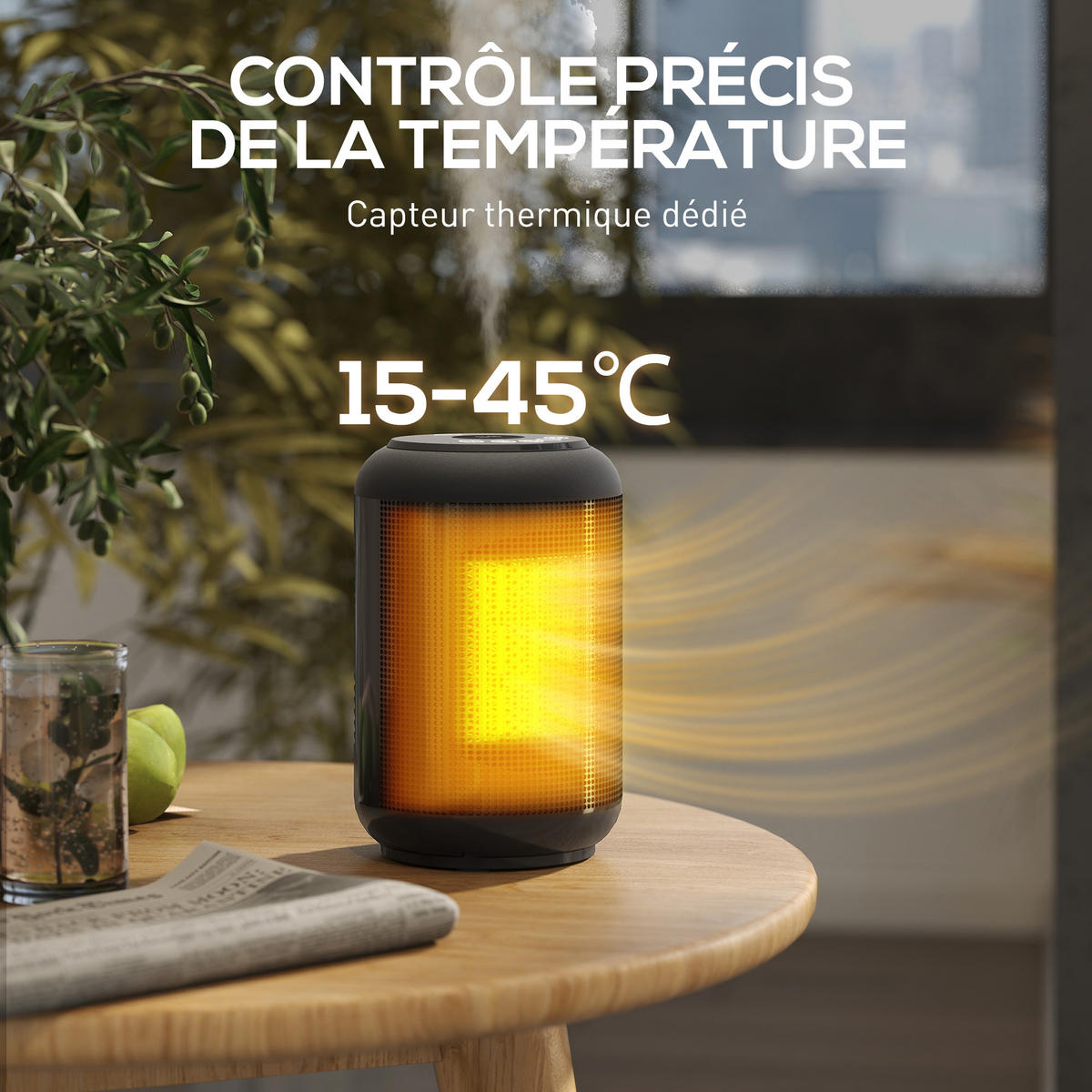 HEIZLÜFTER DE-17068 PTC-Keramik 1500 W Schwarz - Schwarz, Kunststoff (14/21.5/14cm) - ComfortXL