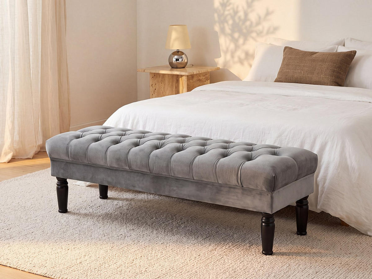 SITZBANK - 1 Person - samt - grau Rinaldo - Grau, Textil (160/46/50cm) - Vente-Unique