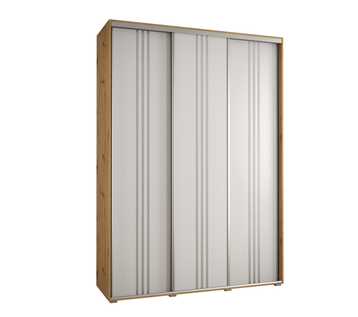 SCHWEBETÜRENSCHRANK 235,2/170/60 3-türig - Silberfarben/Weiß, Holz/Metall (170/235/60cm) - Abiks Möbel