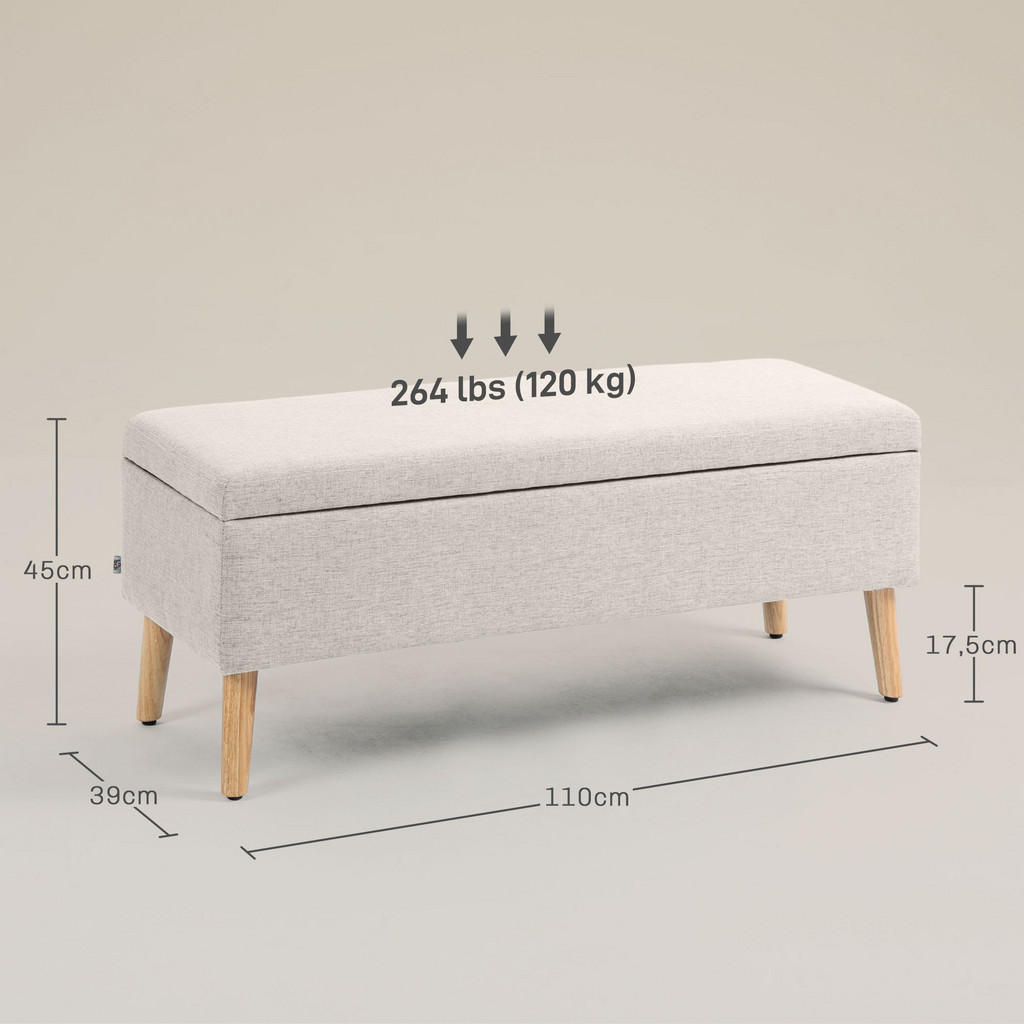 Thumbnail - Homcom Sitzbank,, Beige, Kunststoff, 39x45x110 cm, Esszimmer, Bänke, Sitzbänke