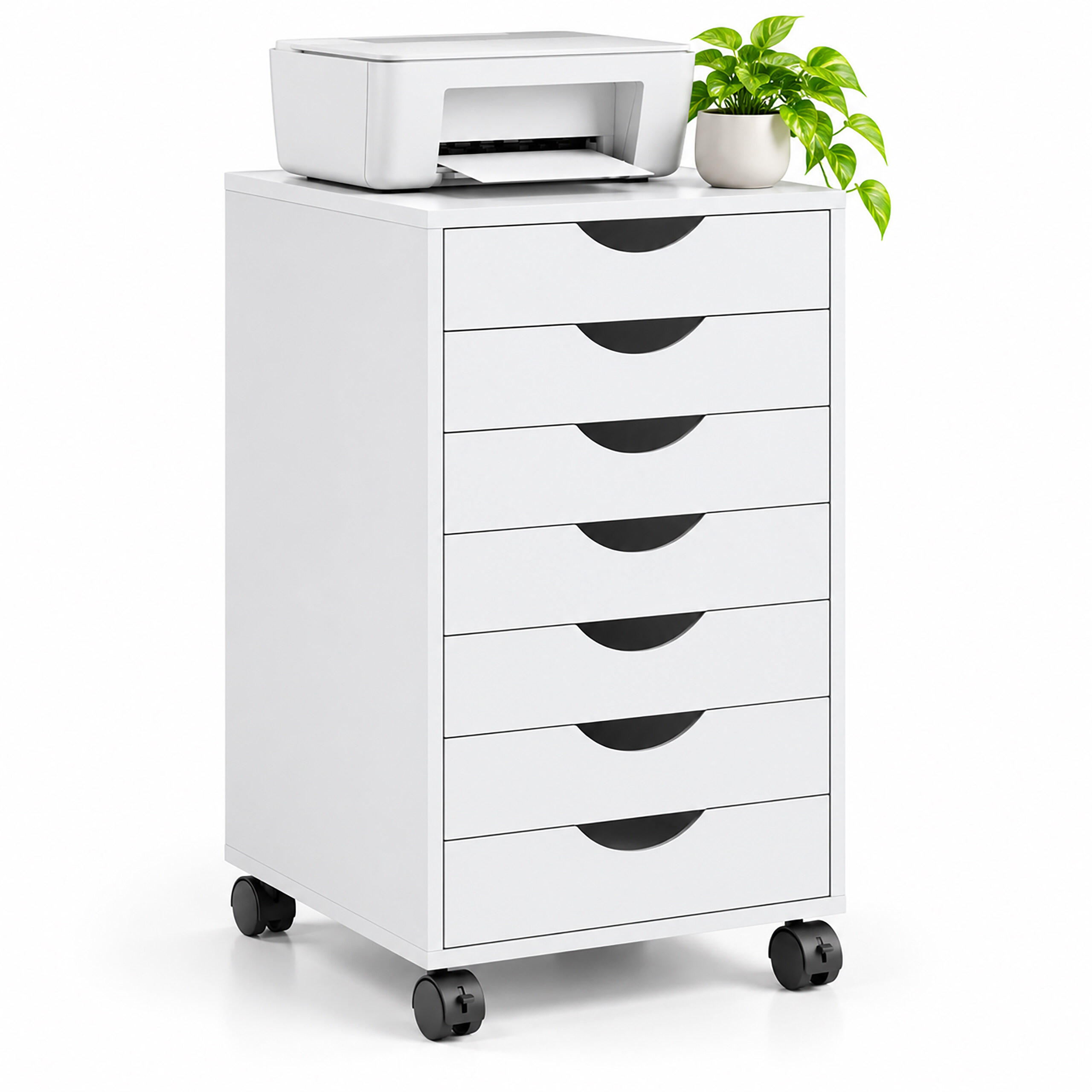 ROLLCONTAINER Industrial-Weiß 7 Schubladen - Weiß, Holzwerkstoff/Kunststoff (45/69/40cm) - Relaxdays