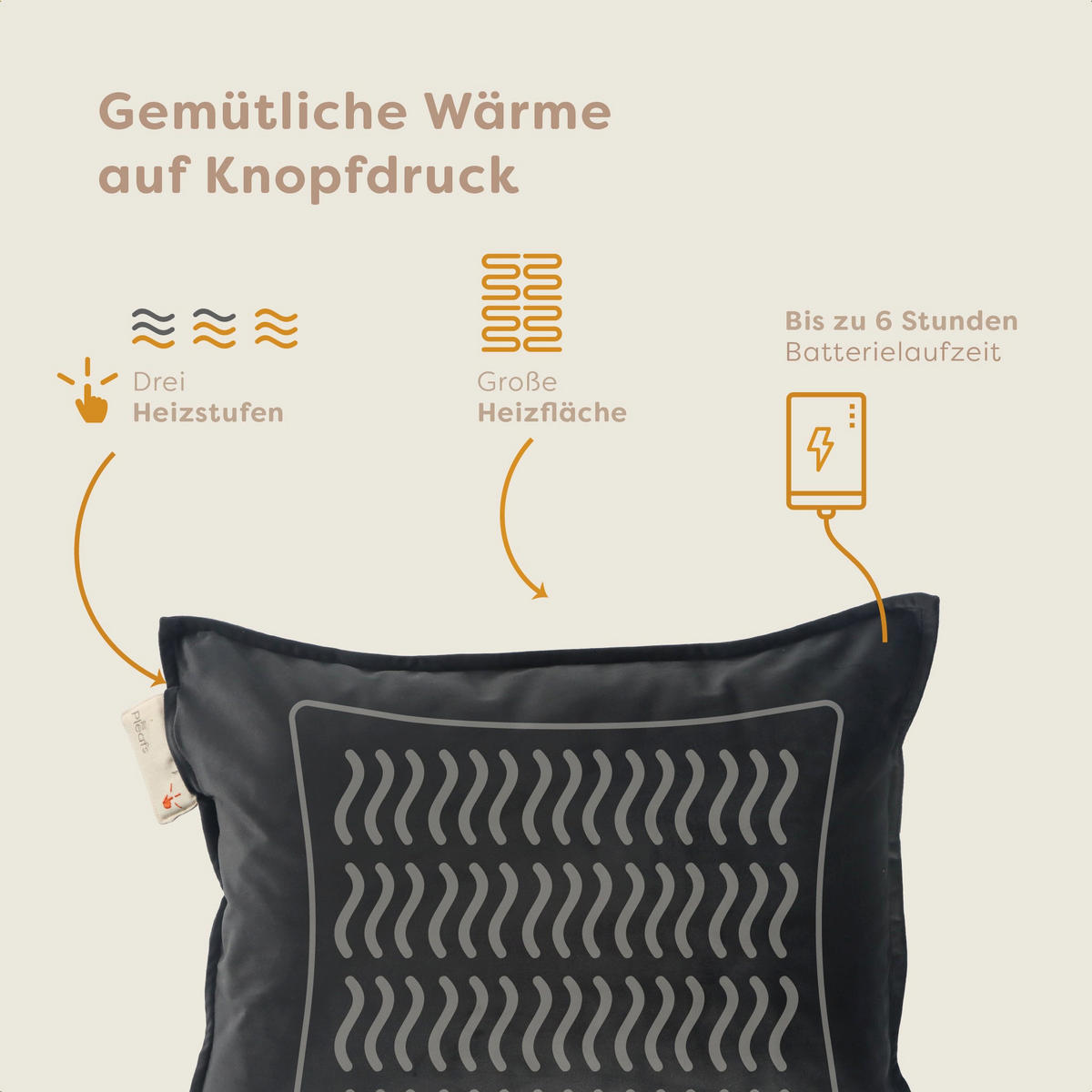 HEIZKISSEN Plush 45x60cm Onyx - Schwarz, Textil (45/60cm) - Pleafs