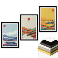 WANDBILDER 3er-Set - 40x60 cm Schwarzer Rahmen - Abstraktion von farbenfrohen Bergen und Flüssen - Schwarz, Kunststoff (40/60cm) - ArtPrintCave
