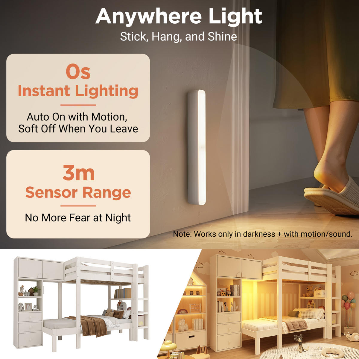 ETAGENBETT 90/200 cm Weiß mit LED-Nachtlicht und Stauraum - Weiß, Holzwerkstoff (90/200cm) - MIVRAY