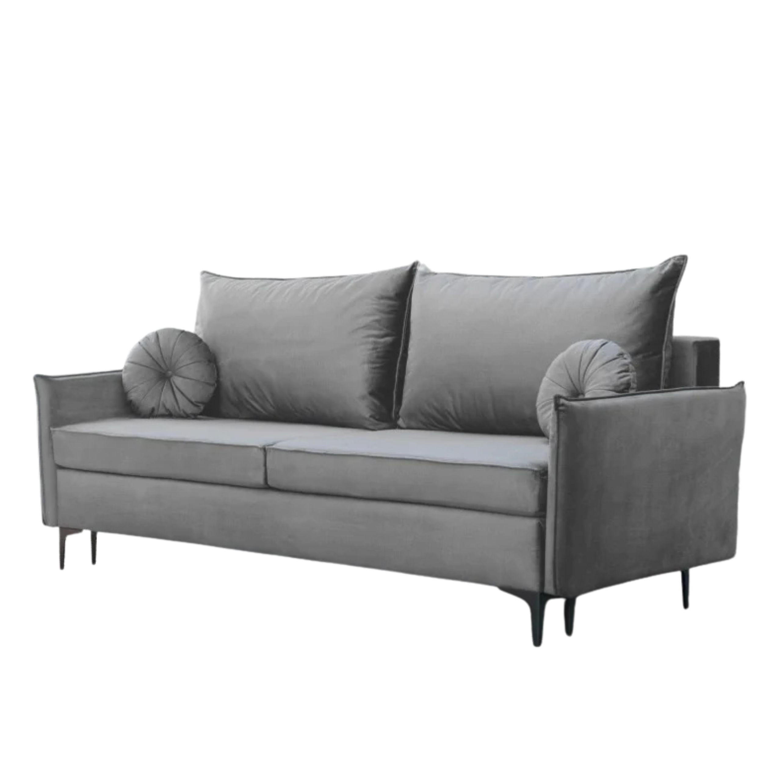 SCHLAFSOFA LEA, Sofa mit Schlaffunktion und Bettkasten, Farbe: Grau, Veloursstoff - Grau, Textil (215/96/94cm) - Sepro Meble