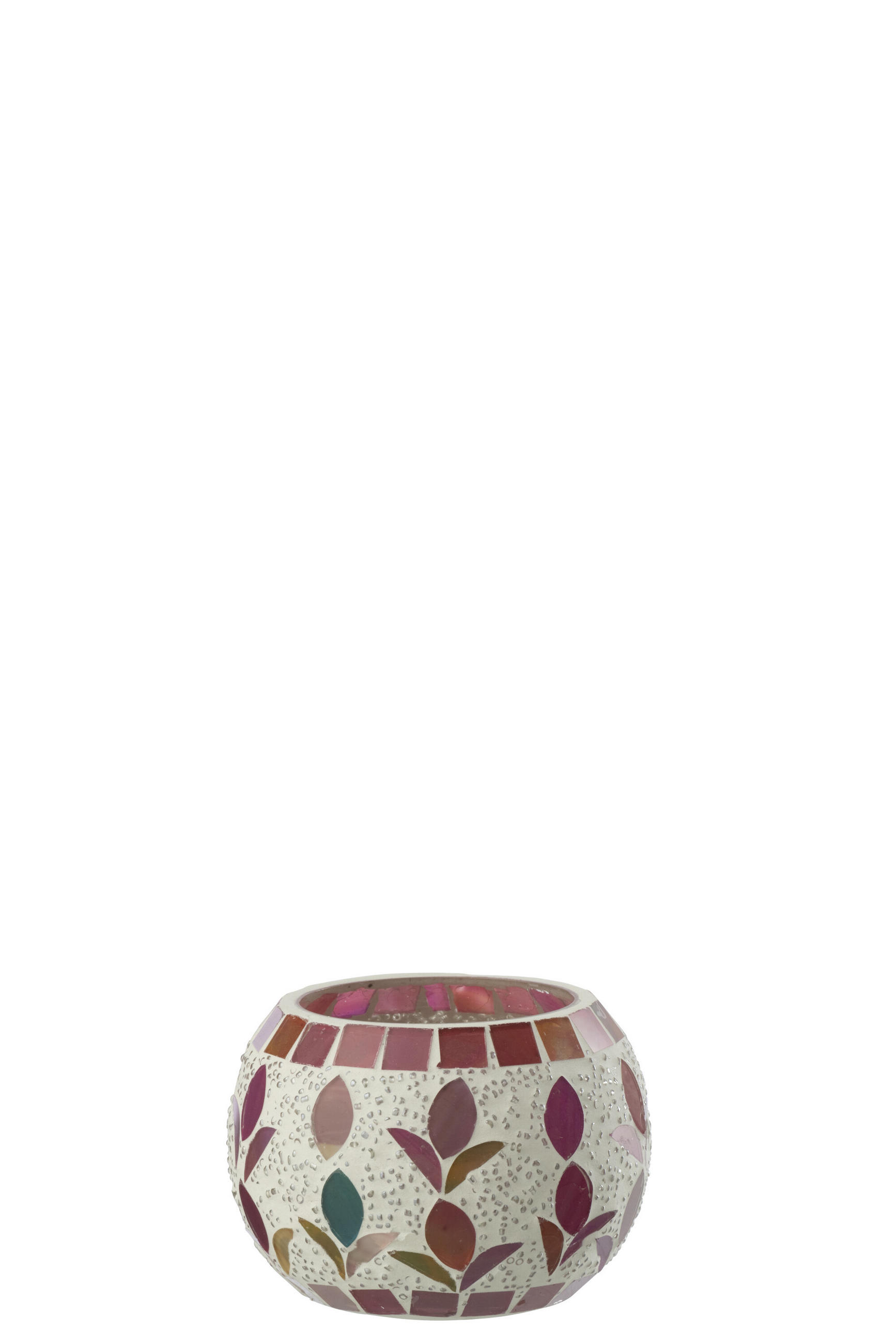 KERZENSTÄNDER GEBROCHENES Weiß - Pink, Glas (9/6.5cm) - J-Line