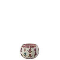 KERZENSTÄNDER GEBROCHENES Weiß - Pink, Glas (9/6.5cm) - J-Line