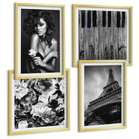 BILDER SET 4er Set - 50x50 cm & 40x60 cm Goldrahmen - Porträt einer Frau mit einer Eiffel-Rose - Goldfarben, Kunststoff (50/50cm) - TULUP