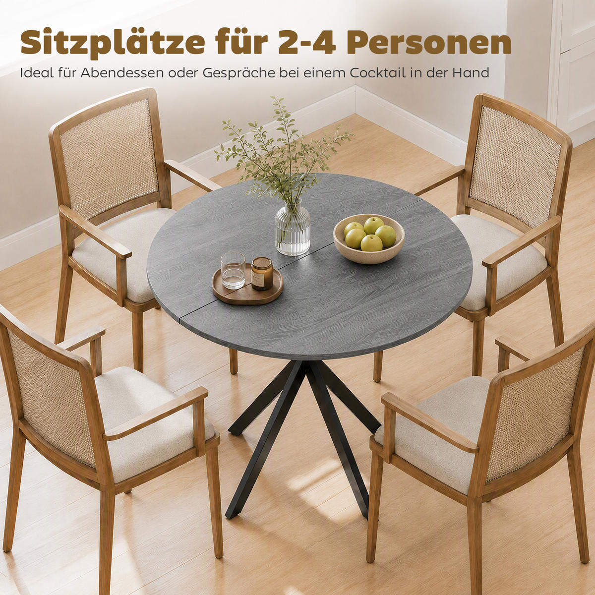 ESSTISCH Grau 80.0/80.0/75.0 - Grau, Holzwerkstoff (80/80/75cm)