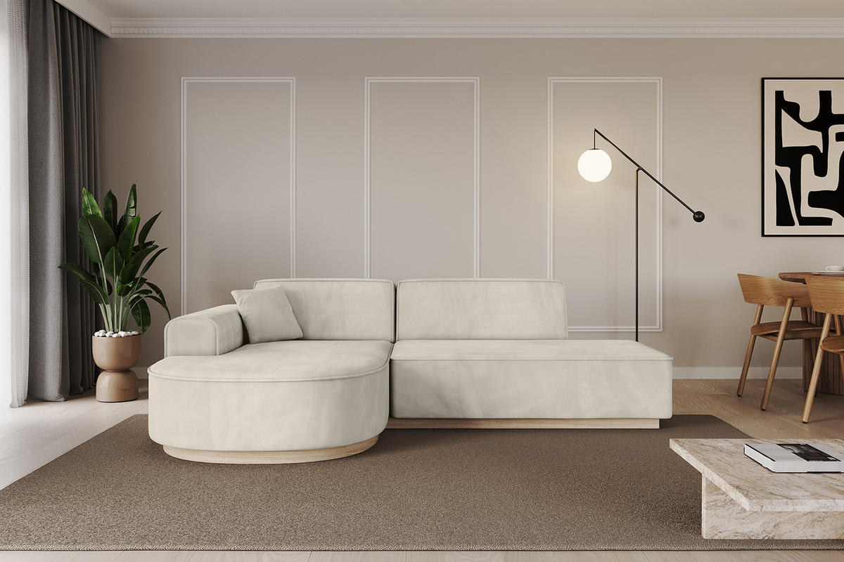 ECKSOFA Ottomane Links ARRIO-L1 - 243x171x83 cm Beige - Beige, Holzwerkstoff/Textil (243/171cm) - ALTDECOR