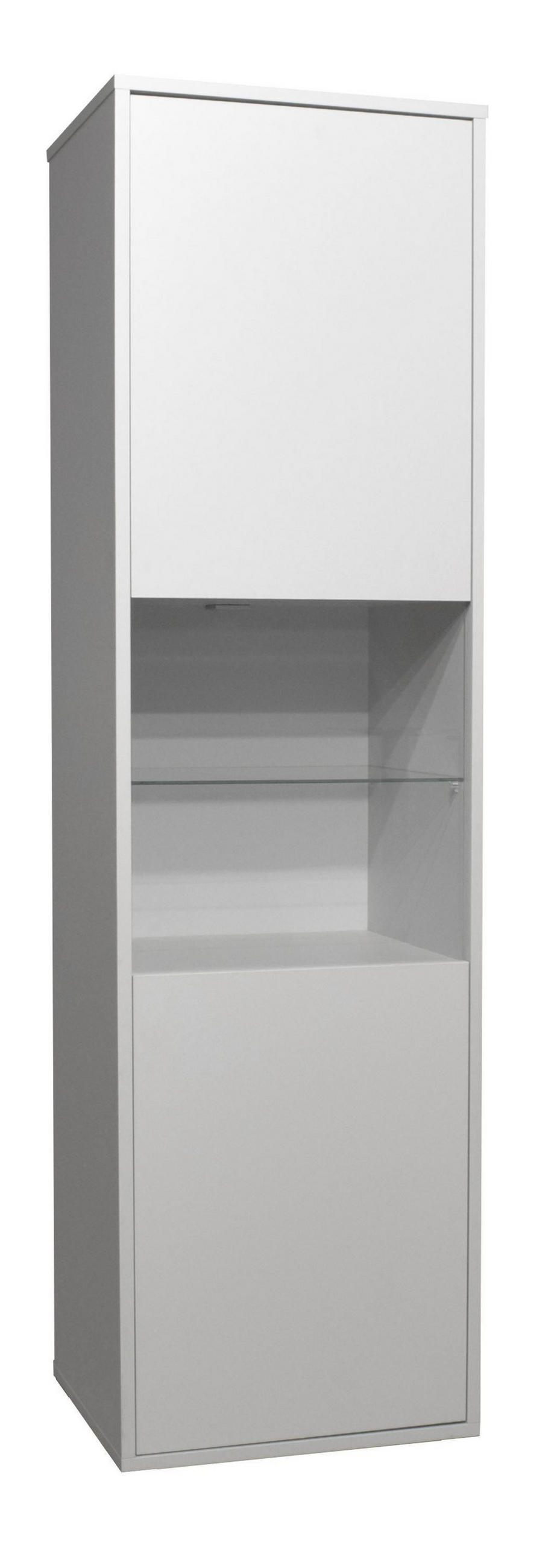 VITRINE Erna 51x45x182 Kreidegrau matt Lack - Hellgrau, Holzwerkstoff (51/182/45cm) - 58aufmkessel