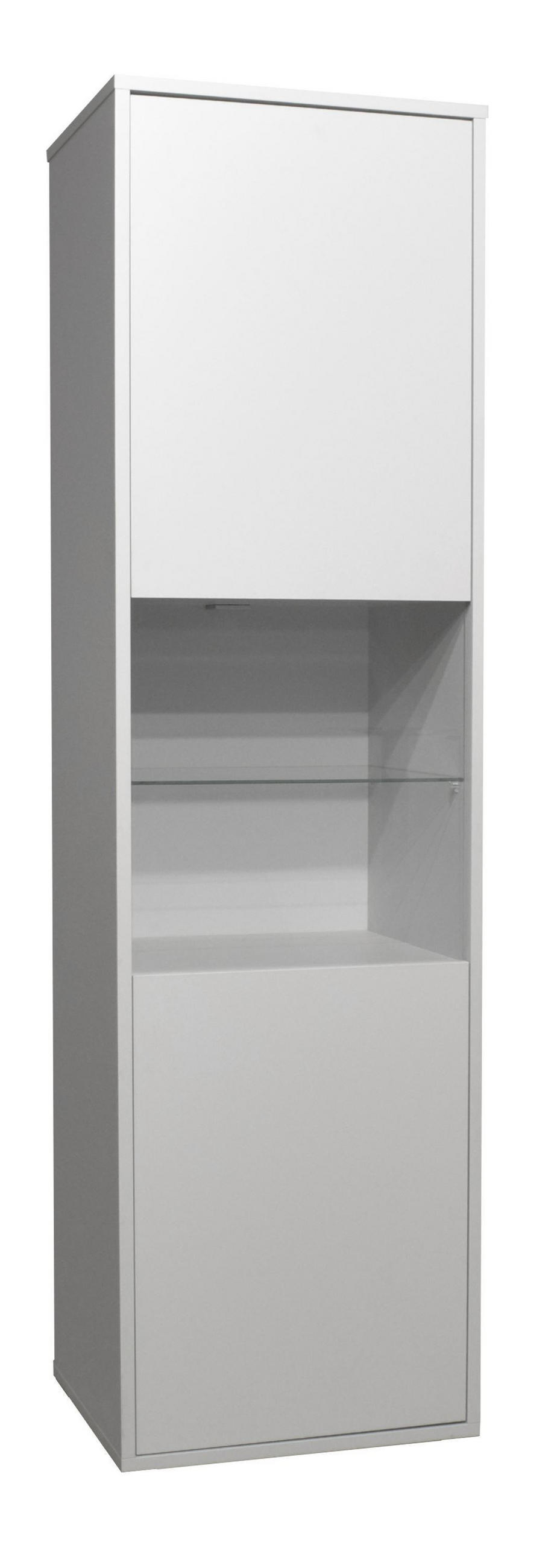 VITRINE Erna 51x45x182 Kreidegrau matt Lack - Hellgrau, Holzwerkstoff (51/182/45cm) - 58aufmkessel
