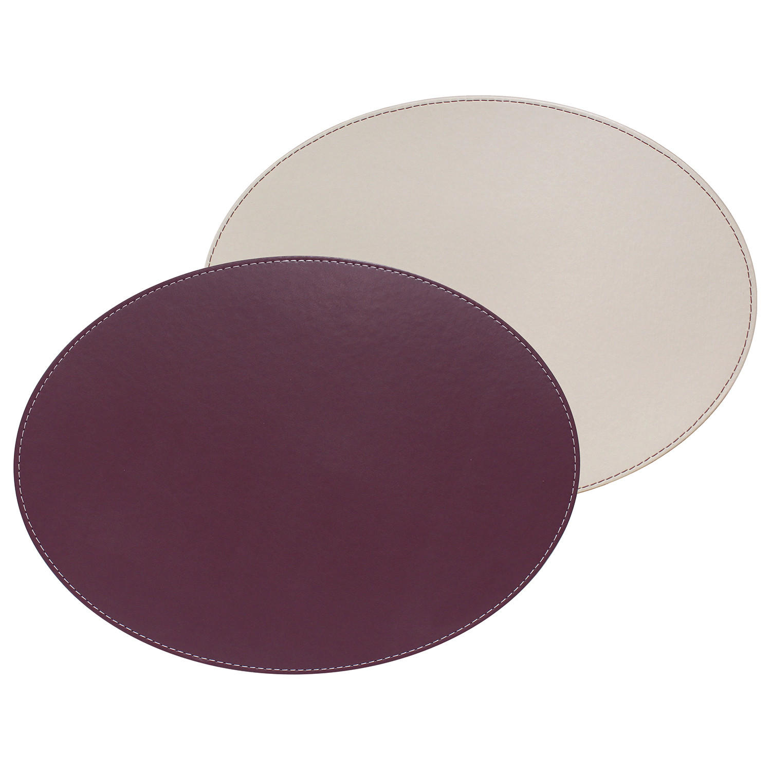 PLATZSET oval 45 x 34 cm pflaume / elfenbein - Violett, Textil (45/34/0.5cm) - Freeform