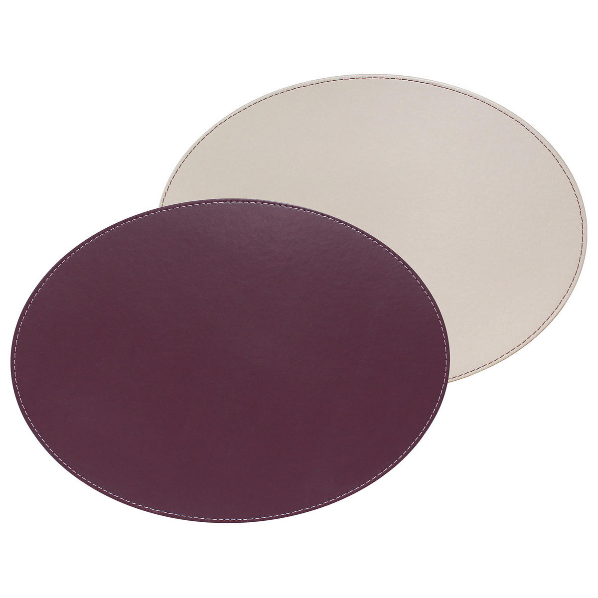 PLATZSET oval 45 x 34 cm pflaume / elfenbein - Violett, Textil (45/34/0.5cm) - Freeform