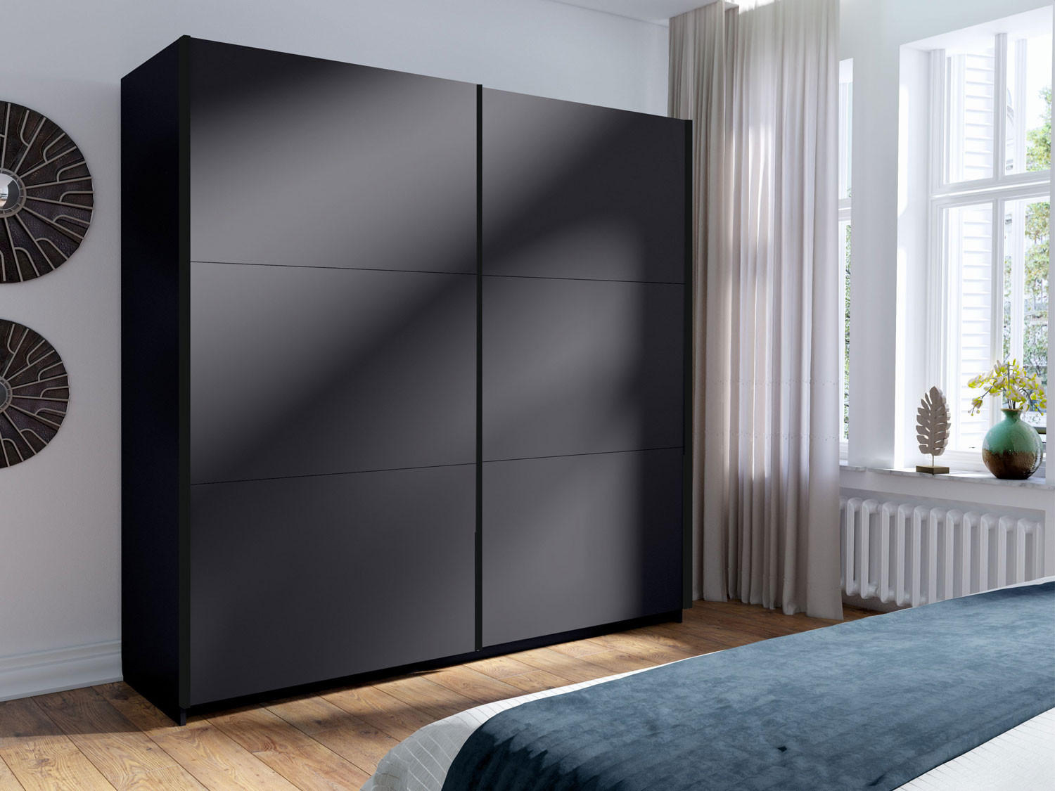 SCHWEBETÜRENSCHRANK Arsala graphitgrau 200 cm / 62 cm / 207 cm - Graphitfarben/Grau, Holz/Holzwerkstoff (201/207/62cm) - Feldmann-Wohnen