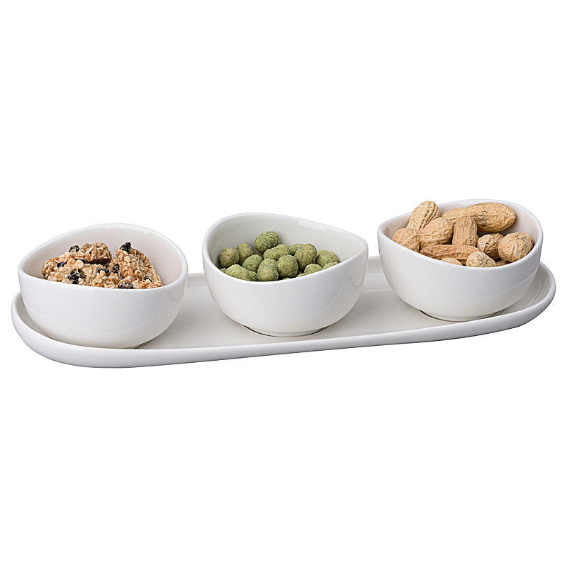 DIPSCHALEN Set MILANO 4tlg. - Weiß, Keramik (33/12/7cm) - Mulex