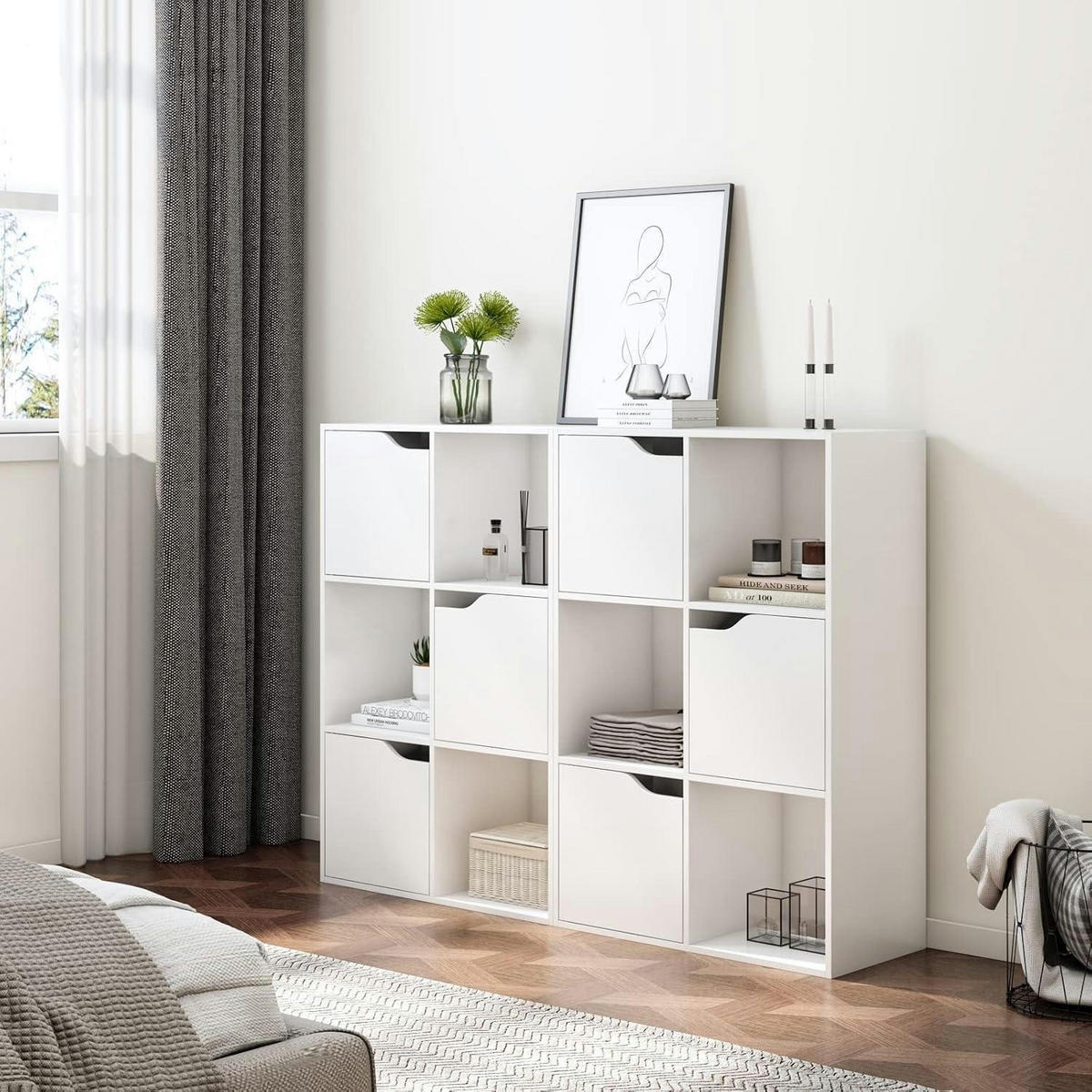BÜCHERREGAL mit 3 Türen 60 x 29 x 90 cm weiß - Weiß, Holzwerkstoff (60/90/29cm)