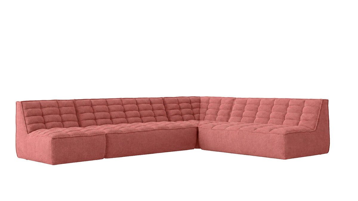 ROHOVÁ SEDAČKA modulární ve tvaru L, plyšová tkanina Pop, Růžová, Levá strana, LAZY L - růžová, dřevo (333/253cm) - Kaiser Möbel