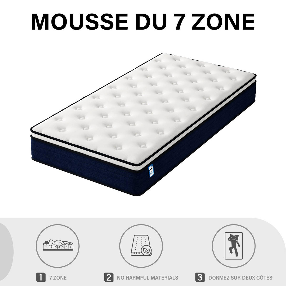 TASCHENFEDERKERNMATRATZE komfortabel, 90/190 cm, Höhe ca.: 25 cm - Multicolor, Textil (90/190cm) - TEENO