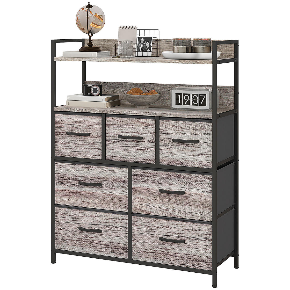 KOMMODE DE-12454 7 Schubladen 79/29/101 cm Grau - Grau, Holzwerkstoff (79/101/29cm) - ComfortXL