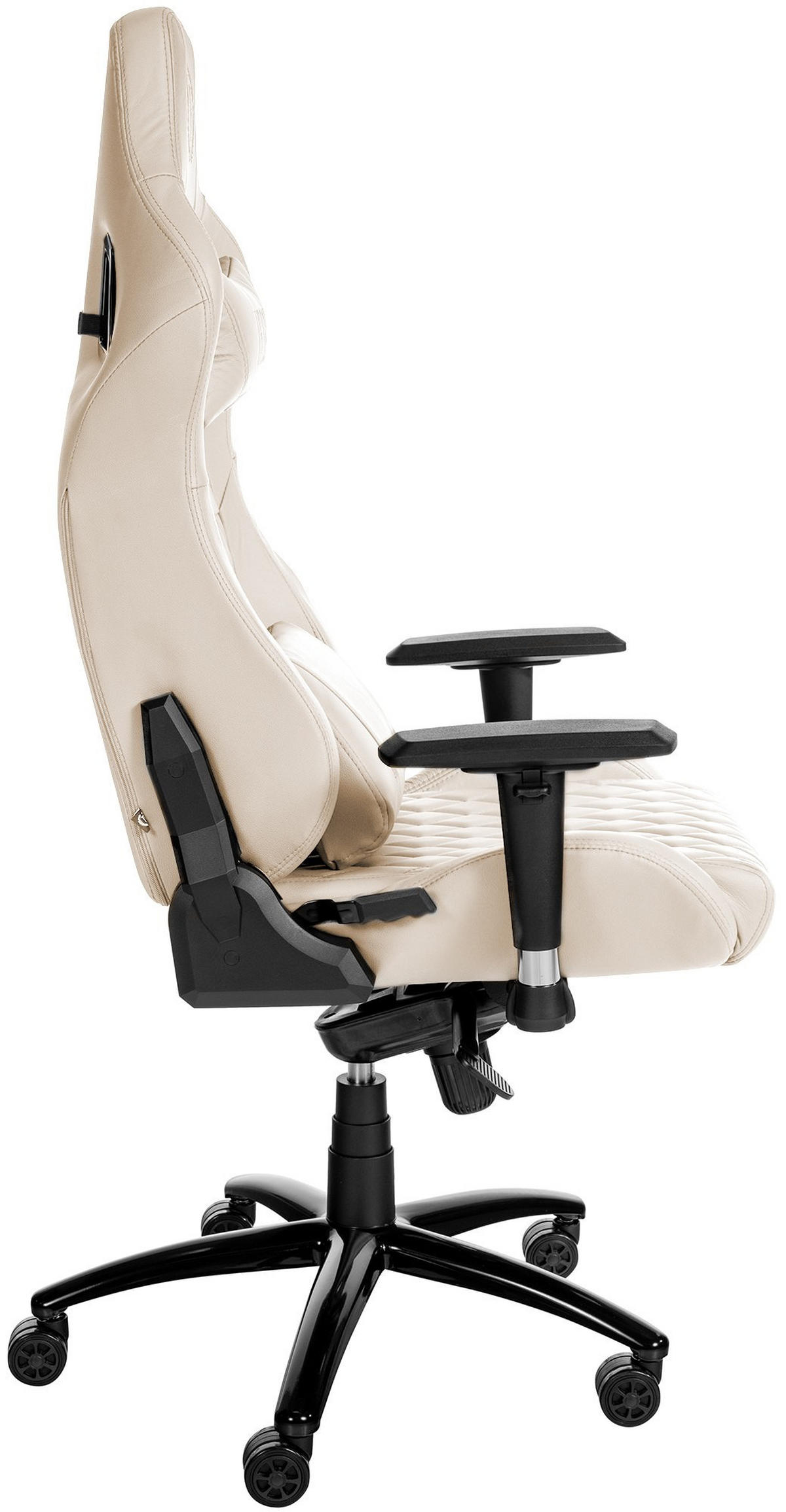 CHEFSESSEL Echtleder creme - Creme/Schwarz, Leder/Metall (70/129/64cm) - CLP