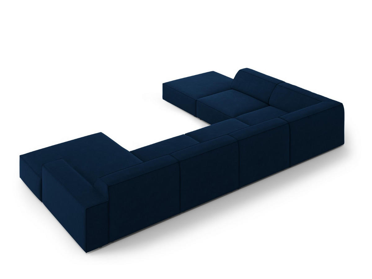 PANORAMASOFA links Jodie aus Samt königsblau 7 Sitzplätze - Blau, Textil (262/70/364cm) - Micadoni