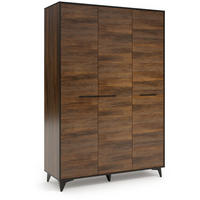 DREHTÜRENSCHRANK Felia mit 3 Türen, 135 cm - Walnussfarben/Schwarz, Holzwerkstoff (135/201/50.5cm) - Beautysofa