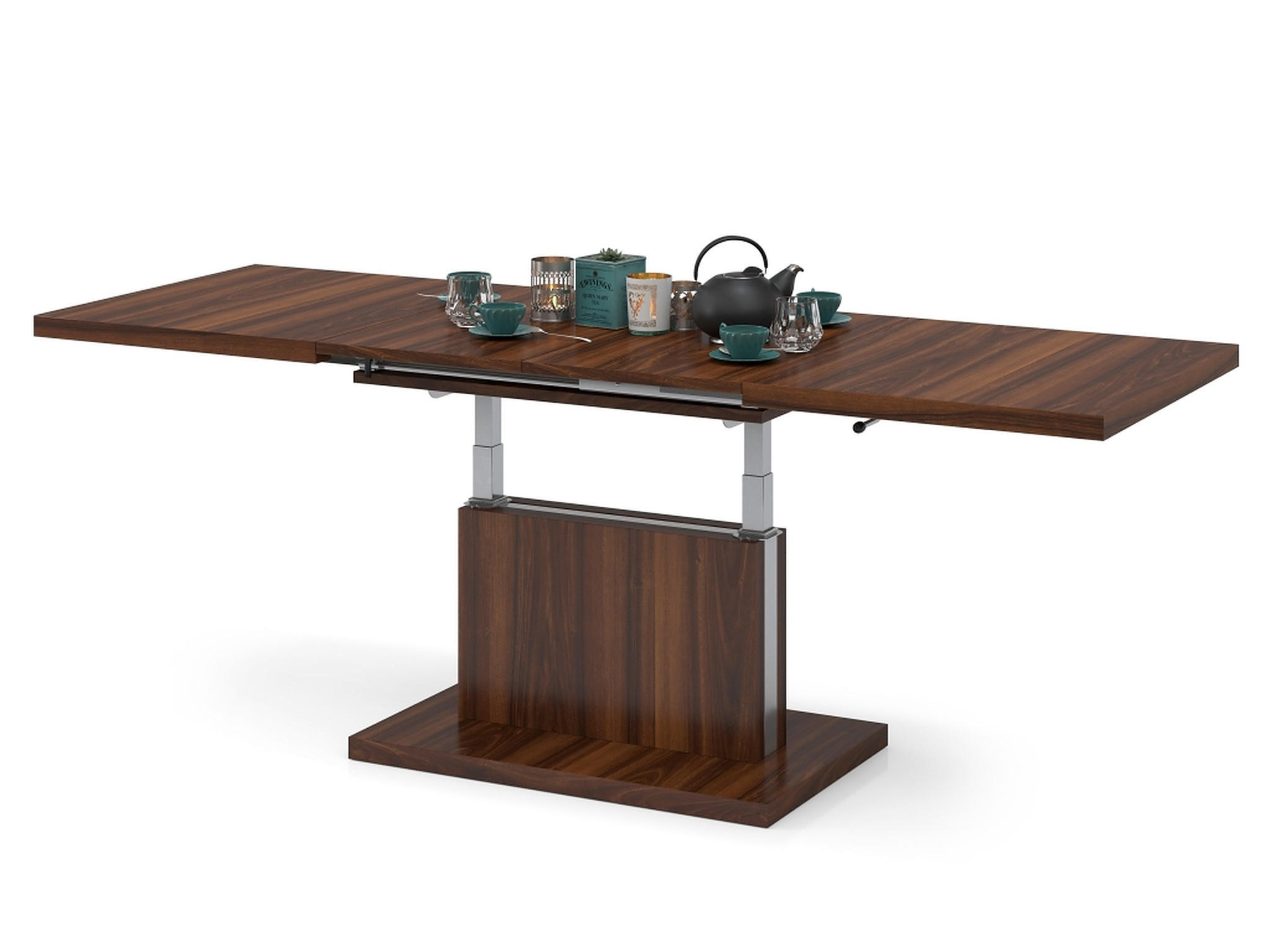 COUCHTISCH rechteckig Nussbaum ausziehbar höhenverstellbar - Nussbaumfarben, Holzwerkstoff (80/120/56cm) - designimpex