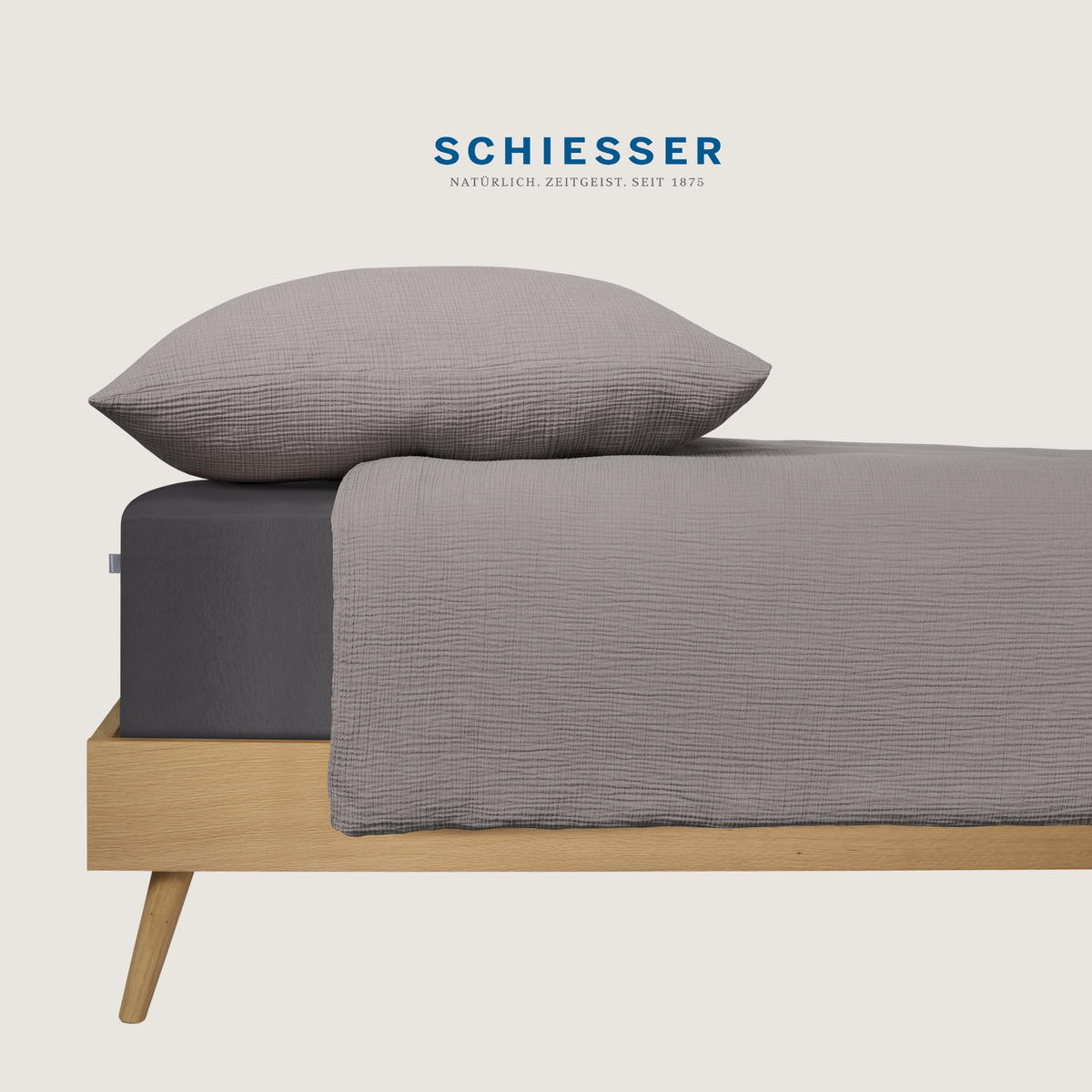 BETTWÄSCHESET Molly - Musselin - 2-teilig - 135 x 200 cm - Grau - Grau, Textil (135/200cm) - SCHIESSER