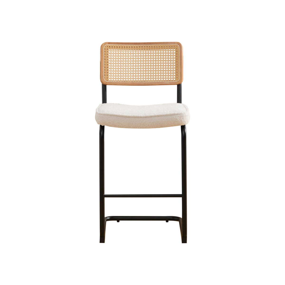 BARHOCKER DE-36899 2er-Set mit Holzrahmen und Rattan-Optik Elfenbein - Creme, Metall (53.5/98/47cm) - ComfortXL