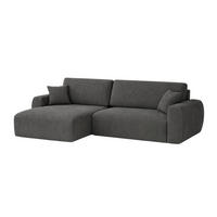 ECKSOFA Mit Schlaffunktion Ariel L, Cordstoff, Stoff Poso, Grau, Links - Grau, Holz (250/142cm) - Kaiser Möbel