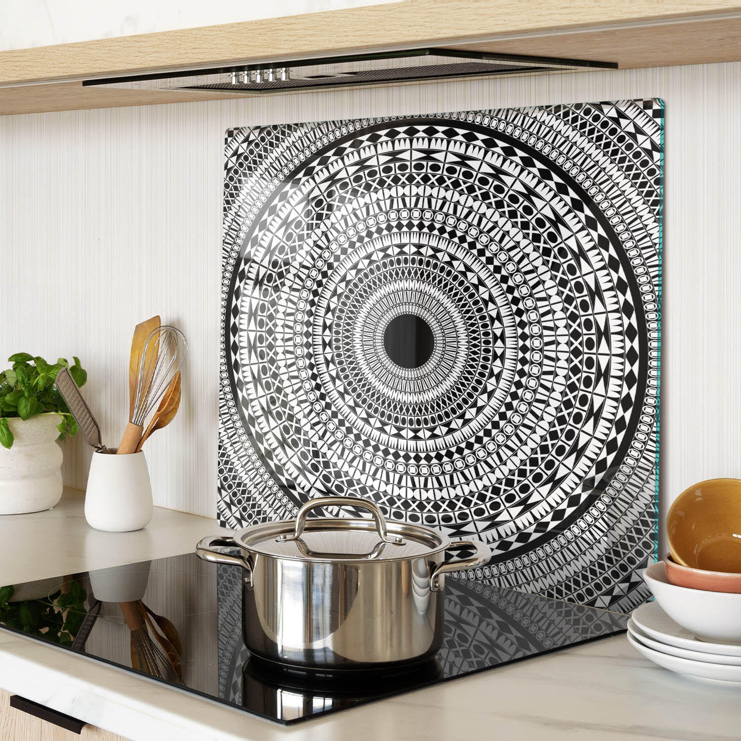 GLASPLATTE 60x52 cm Ornamentale Dekoration - Schwarz, Glas (60/0.4/52cm) - TULUP