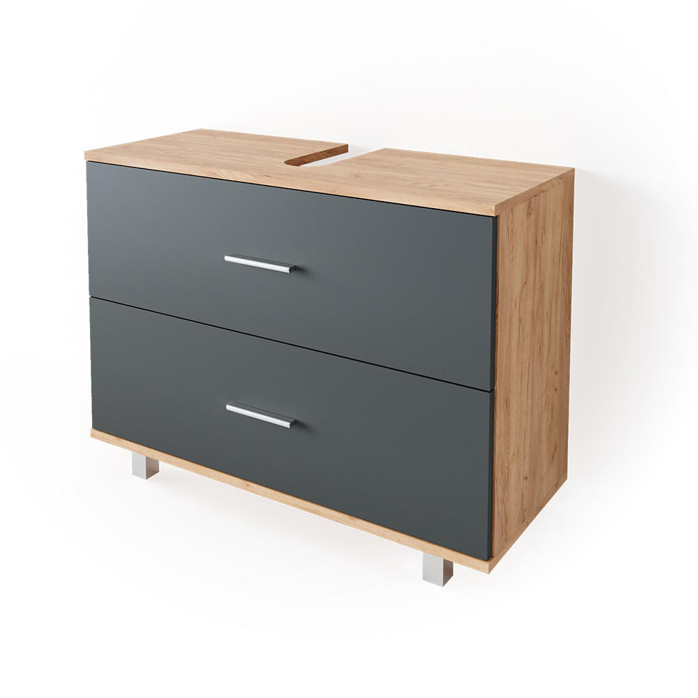 TV&Auml;TTST&Auml;LLSUNDERSK&Aring;P Ilias Antracit/Goldkraft ek 80x60.8 cm Antracit, Honungsek 60.8/80/33 cm