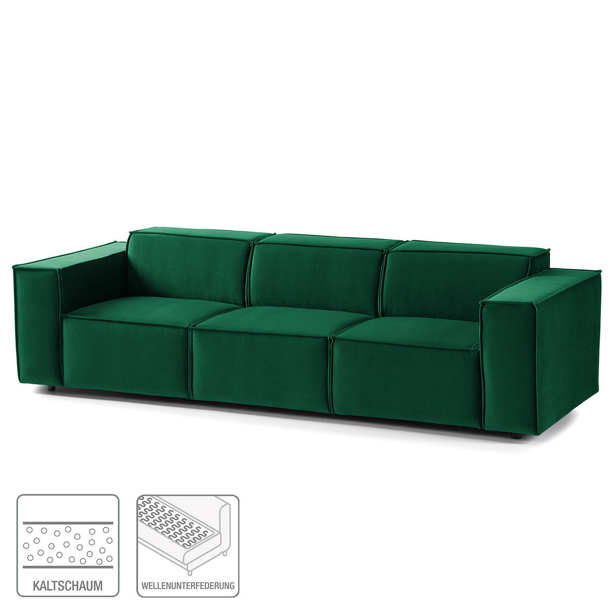3-SITZER SOFA - Dunkelgrün, Textil (260/70/96cm) - home24