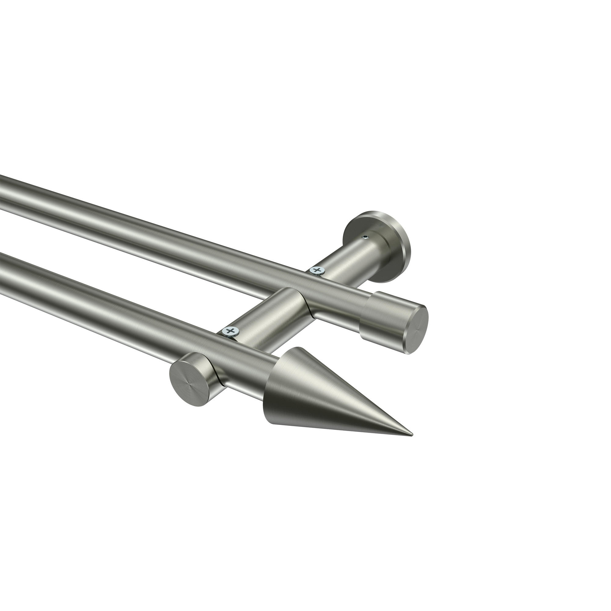 GARDINENSTANGEN-SET Platon Savio 100 cm, 2-läufig (ohne Ringe), 20 mm Ø Edelstahl-Optik - Edelstahlfarben, Metall (100cm) - INTERDECO