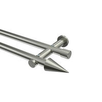 GARDINENSTANGEN-SET Platon Savio 100 cm, 2-läufig (ohne Ringe), 20 mm Ø Edelstahl-Optik - Edelstahlfarben, Metall (100cm) - INTERDECO