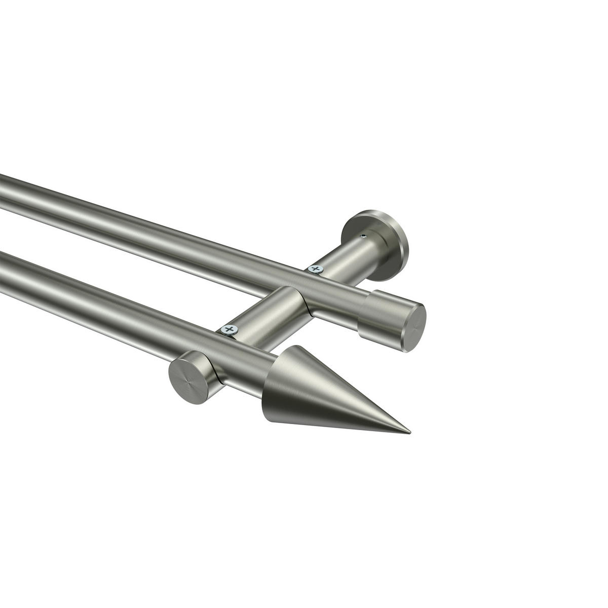 GARDINENSTANGEN-SET Platon Savio 100 cm, 2-läufig (ohne Ringe), 20 mm Ø Edelstahl-Optik - Edelstahlfarben, Metall (100cm) - INTERDECO