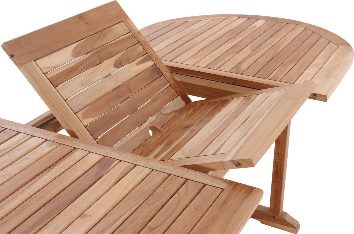 GARTENTISCH Teaka mit Schmetterlingsauszug, 180x100 cm oval,Teakholz, auf 240 cm ausziehbar - Naturfarben, Holz (100/180/75cm) - TPFGarden