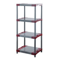 KUNSTSTOFFREGAL GREY BEAR Low 138x70x46cm Fachlast 120kg Grau-Rot - Rot, Kunststoff (70/138/46cm) - PROREGAL