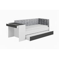 JUGENDBETT FABIAN 90/200 cm in Weiß/Graphit rechts - Graphitfarben/Weiß, Holzwerkstoff/Textil (90/200cm) - Deine Möbel 24