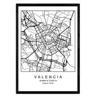 POSTER Valencia Nordic-Stil A3 Schwarzer Rahmen - Schwarz, Papier (29.7/5/42cm) - Nacnic