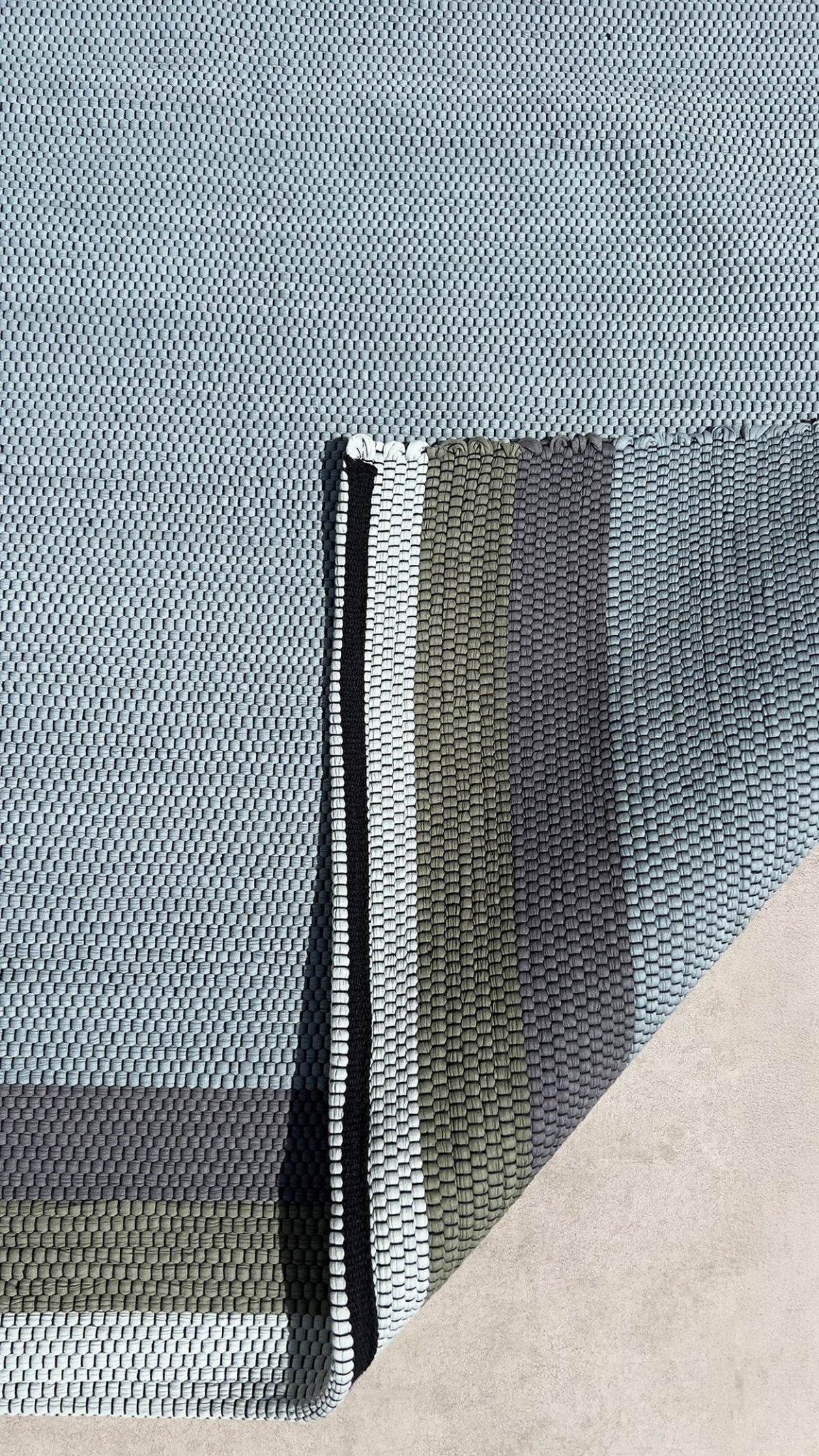 TEPPICH aus recycelter Baumwolle handgewebt blau - Blau, Naturmaterialien (120/170cm) - AFK Living