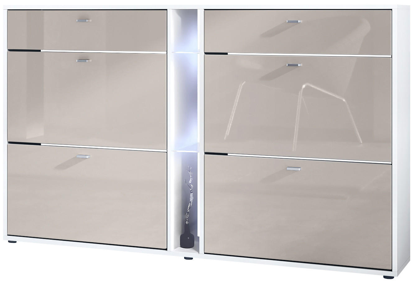 SCHUHSCHRANK Today Fronten in Sandgrau Hochglanz - Sandfarben, Holzwerkstoff (155.5/95/28cm) - Vladon